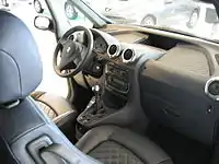  Dashboard of a car with a CD player and manual gearbox