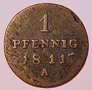 Brandenburg pfennig of 1811, reverse