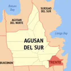 Map of Agusan del Sur with Trento highlighted