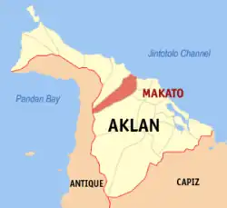 Map of Aklan with Makato highlighted