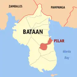 Map of Bataan with Pilar highlighted