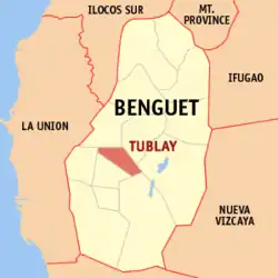 Map of Benguet with Tublay highlighted