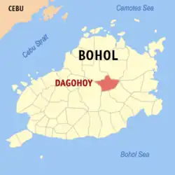 Map of Bohol with Dagohoy highlighted