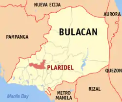 Map of Bulacan with Plaridel highlighted