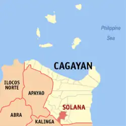 Map of Cagayan with Solana highlighted