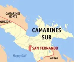 Map of Camarines Sur with San Fernando highlighted