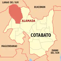 Map of Cotabato with Alamada highlighted