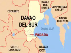 Map of Davao del Sur with Padada highlighted