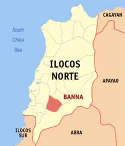 Map of Ilocos Norte with Banna highlighted