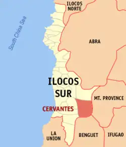 Map of Ilocos Sur with Cervantes highlighted