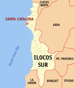 Map of Ilocos Sur with Santa Catalina highlighted