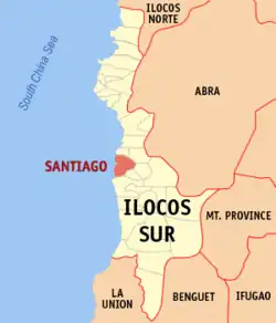 Map of Ilocos Sur with Santiago highlighted