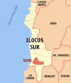 Map of Ilocos Sur with Suyo highlighted