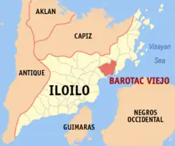 Map of Iloilo with Barotac Viejo highlighted