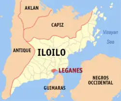 Map of Iloilo with Leganes highlighted