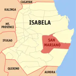 Map of Isabela with San Mariano highlighted