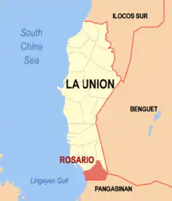 Map of La Union with Rosario highlighted