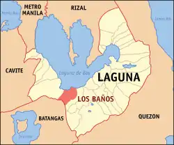 Map of Laguna with Los Baños highlighted