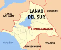 Map of Lanao del Sur with Lumbayanague highlighted