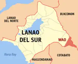 Map of Lanao del Sur with Wao highlighted