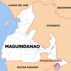 Map of Maguindanao del Sur with Mangudadatu highlighted