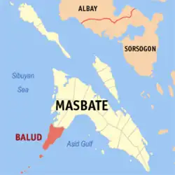 Map of Masbate with Balud highlighted