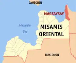 Map of Misamis Oriental with Magsaysay highlighted