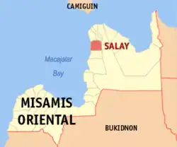 Map of Misamis Oriental with Salay highlighted