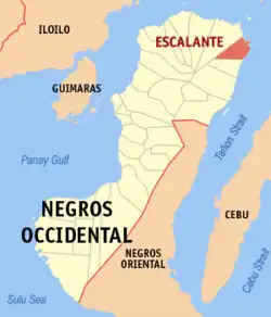 Map of Negros Occidental with Escalante highlighted