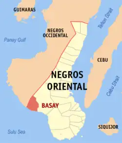 Map of Negros Oriental with Basay highlighted