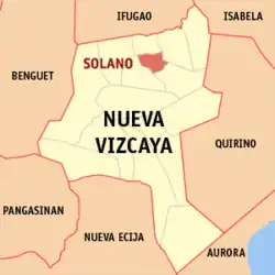 Map of Nueva Vizcaya with Solano highlighted