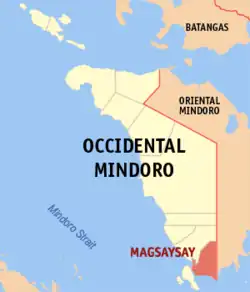 Map of Occidental Mindoro with Magsaysay highlighted