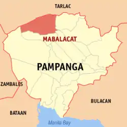 Map of Pampanga with Mabalacat highlighted