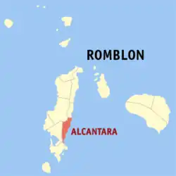 Map of Romblon with Alcantara highlighted