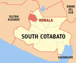 Map of South Cotabato with Norala highlighted