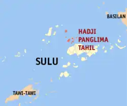 Map of Sulu with Hadji Panglima Tahil highlighted