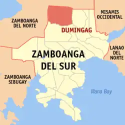 Map of Zamboanga del Sur with Dumingag highlighted