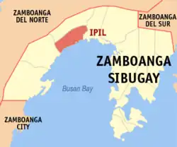 Map of Zamboanga Sibugay with Ipil highlighted