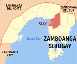 Map of Zamboanga Sibugay with Siay highlighted