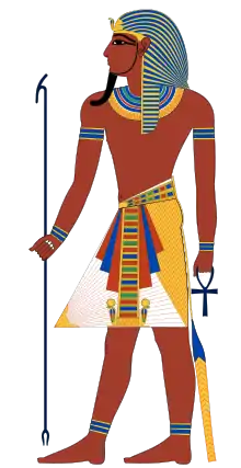 Image 71The pharaoh was usually depicted wearing symbols of royalty and power. (from Ancient Egypt)