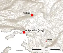 map of area around Antiphellus