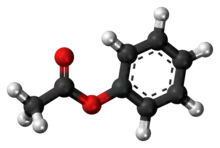 Ball-and-stick model of the phenyl acetate molecule