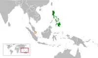 Map indicating locations of Philippines and Singapore