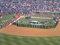 The 2011 Phillies on the field atCitizens Bank Park on Opening Day