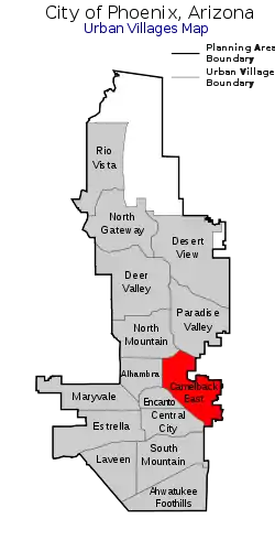 Location of Camelback East highlighted in red.