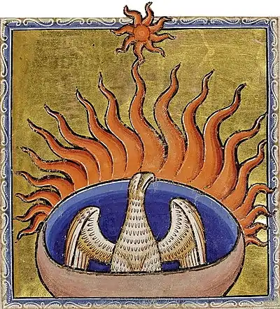 Folio 56 Recto - Phoenix detail