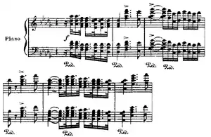 A chordal musical theme notated on two staves.