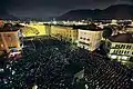 The logotype of the Locarno Film Festival screened in Piazza Grande