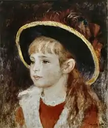 Fillette au chapeau bleuEnglish: Little girl in blue hatPortrait of Henriot by Pierre-Auguste Renoir [1881]