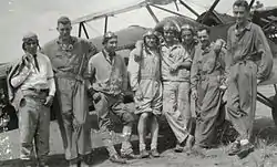 Mexican pilots in the 1920s, including Lt. Col. Roberto Fierro seventh from left